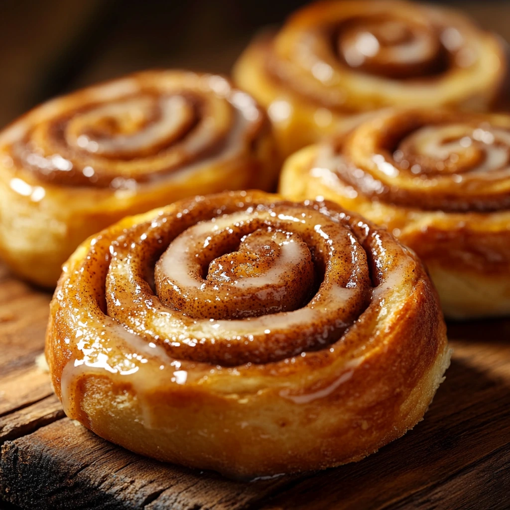 Soft and fluffy banana bread cinnamon rolls drizzled with vanilla glaze, served on a white plate.