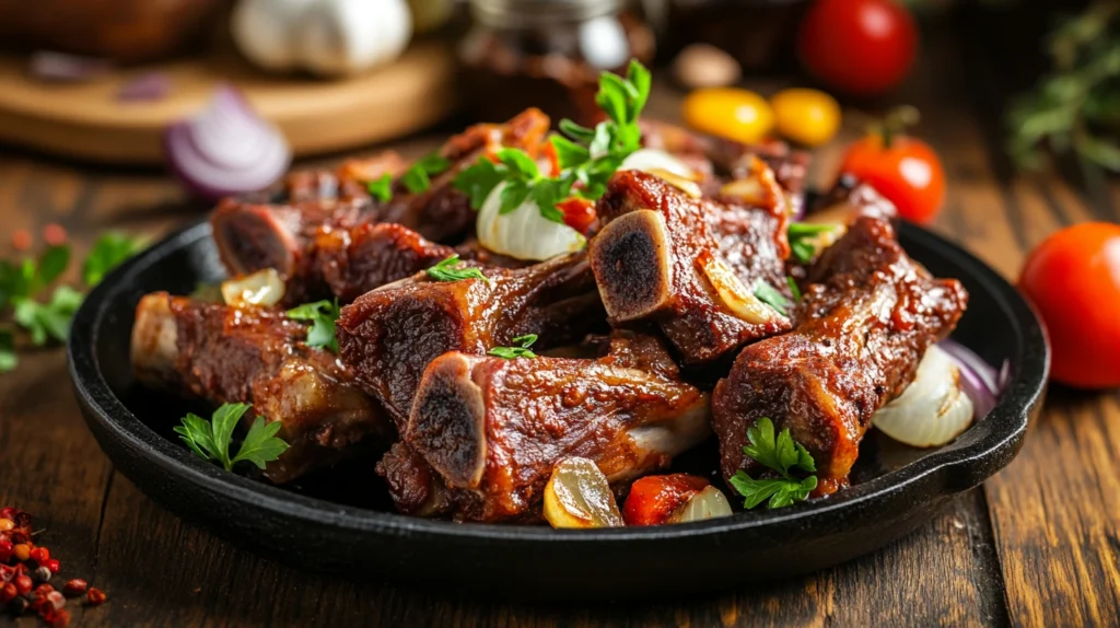 Featured image of cooked beef neck bones with herbs